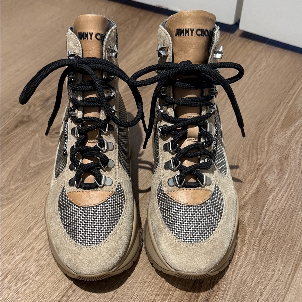 Jimmy Choo Women’s Beige and Black Sneaker Boots